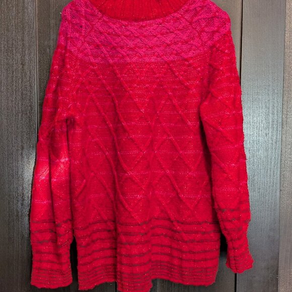 Lane Bryant Red Cable Knit Sweater Size 14/16 Plus - Picture 2 of 6